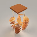 Elegant Modern Copper Leaf Shaped Chandelier With Hanging Metallic Decor Elements 3d model
