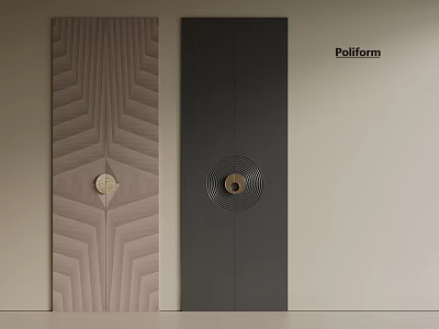 Poliform Interior Doors With Geometric Patterns And Circular Handles Design 3d model