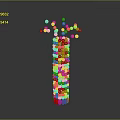 3D Stacked Spheres Structure With Yellow Red Balls And Upward Burst Effect