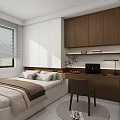 Tatami Bedroom Interior Design With White Brown Cabinets Window Blinds Desk Laptop And Chair