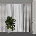 Elegant Gray Curtains With Sheer Panels By Window And Green Plant In Modern Interior