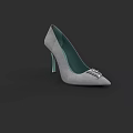 Gray Pointed Toe High Heels with Stiletto Heel and Decorative Buckle