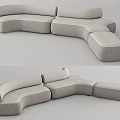 Modern Gray Sectional Sofa With Modular Design And Plush Cushions 3d model
