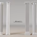 Classical White Fluted Roman Columns For Interior Architectural Decor Design Elements 3d model