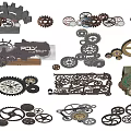 Vintage Metal And Wooden Gear Ornaments As Garden Decorative Elements With Various Sizes
