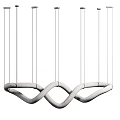 Modern White Wave Design Chandelier With Black Metal Hanging Rods For Interior Decor