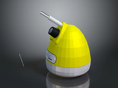 Yellow Household Device With Silver Metal Tube Black Knob And White Base 3d model