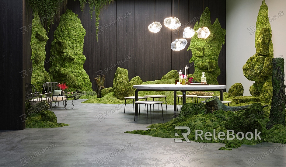 Modern Indoor Lichen Tinea Dead Wood Landscape Chandelier Climbing Vine Indoor Moss Table and Chair Dead Wood model