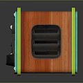 Retro Electronic Device With Green Orange Casing Gauge Knobs Red Button And Slots