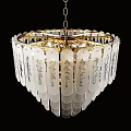 Modern White Transparent Sheet Like Chandelier With Metallic Frame Hanging Design
