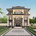 Detached Villa Two Story Exterior With Balcony Landscaped Garden And Front Yard