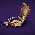 Open Golden Octagonal Box With Green Item And Decorative Chain For Daily Use
