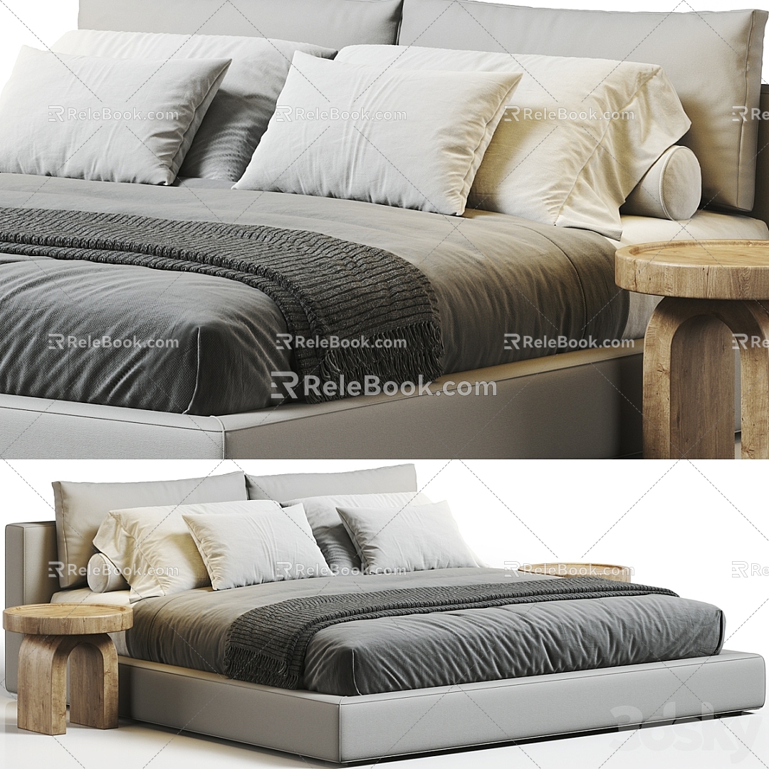 Platform modern double bed 3d model