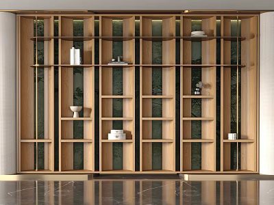 Modern Wooden Decorative Cabinet With Glass Panels And Shelves For Interior Decor 3d model