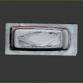 Vintage Red Snow Covered Van On White Platform With Gray Background 3d model