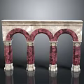 Classical Architectural Scene Component With Arched Design And Marble Columns