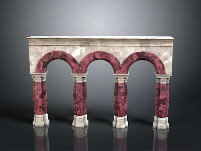 Classical Architectural Scene Component With Arched Design And Marble Columns 3d model
