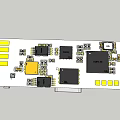 Electronic Circuit Board With USB Interface Yellow Markers Chip And Components 3d model