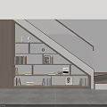 Modern Built In Under Staircase Storage Shelf With Soft Led Light For Book And Decor