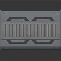 Cartoon Scene Of Gray Sci-Fi Container With Geometric Panels Vents And Hatch Design