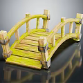 Traditional Wooden Arch Bridge With Railings Steps And Stone Garden Accents