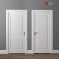 White Swing Doors With Modern Design And Simple Structure For Home Interior 3d model