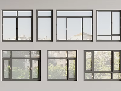 Modern Casement Windows With Various Styles Clear Glass And Scenic Views 3d model
