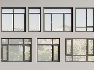 windows casement windows floor-to-ceiling windows 3d model