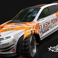 Orange And White Flash Punx Racing Car With Dynamic Design And Large Wheels