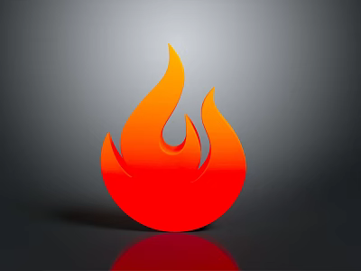 Practical Everyday Living Supplies Featuring Red Orange Flame Icon Design 3d model