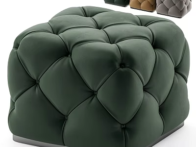 Dark Green Tufted Upholstered Ottoman In Modern Style 3d model