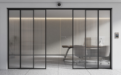 Smart glass sliding door induction glass sliding door face recognition glass door fingerprint unlocking door unit induction door 3d model