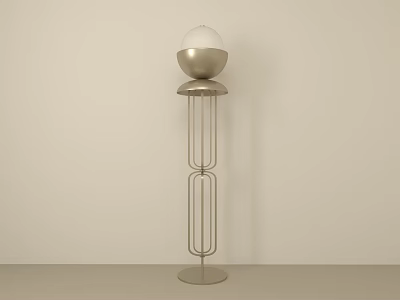 Modern Minimalist Floor Lamp With Spherical White Shade And Metal Geometric Stand 3d model