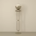 Modern Minimalist Floor Lamp With Spherical White Shade And Metal Geometric Stand