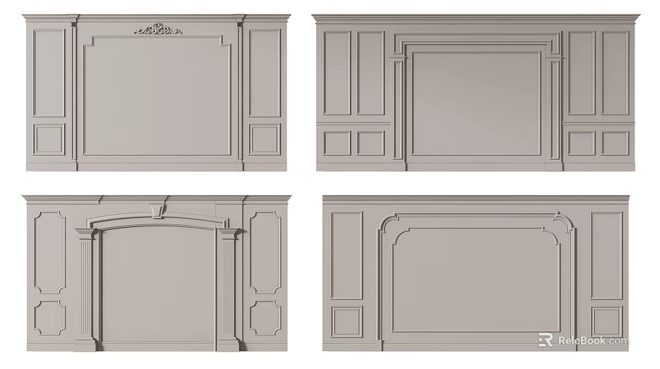 Sofa Backdrop Wall Various Design Styles Featuring Decorative Panels And Molding Details 3d model