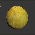 Fresh Ripe Yellow Pomelo Fruit with Spotted Surface on Dark Background Showing Reflection