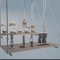 Stylish Kitchenware Collection On Metal Rack With Red Kettles White Blender And Tools