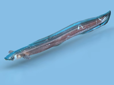 Slender Blue And Brown Aquatic Eel With Long Body And Shiny Skin 3d model