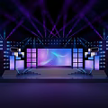 Modern Stage Design Featuring Purple Blue Lights And Large Screen 3d model