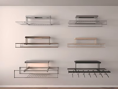 Wall Mounted Clothes Hangers With Various Designs And Metal Racks For Home Organization 3d model