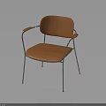 Modern Orange Chair With Metal Frame Armrests And Sleek Comfortable Seat