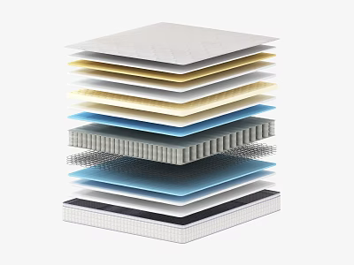 Mattress Layered Structure With Multiple Comfort Support And Various Material Layers 3d model