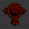 Classic Red Fire Hydrant With Detailed Design Standing Against Gray Background