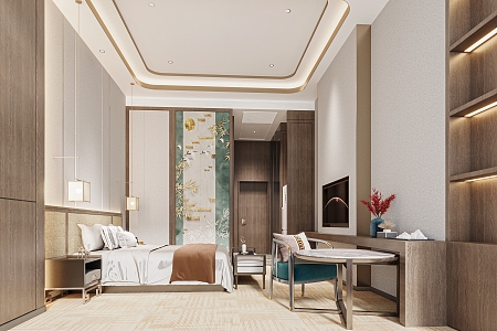 New Chinese Hotel Rooms 3d model