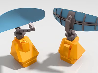 Industrial Mechanical Equipment With Yellow Base And Blue Rotating Components Structure 3d model