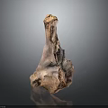 Natural Wooden Sculpture With Irregular Shape Rough Texture And Decorative Design