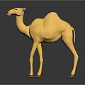Yellow Camel 3D Model in Minimalist Style with Dark Background and Reflection 3d model