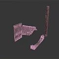 Old Rustic Wooden Scene Components With Planks Beams And Broken Roof Structure