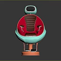 Turquoise And Red Retro Upholstered Chair With Footrest And Side Table