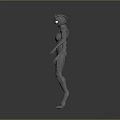 Game Movie Sci Fi Fantasy Character 3D Model With Cat Ears Multiple Arms Gray Body